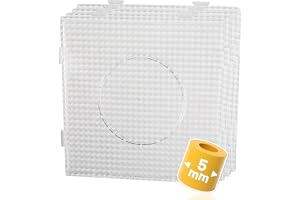 Smowo 4 plattor med strykpärlor – 5 mm hylsplattor fyrkantiga och transparenta – ihopkopplade med pennplattor – 14,5 x 14,5 c