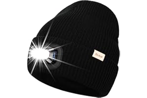 Blukar LED Cappello Illuminato Berretto Ricaricabile, 2 in 1 Cappello Corsa con Luce, Funzione Memoria, 5 Modalità di Luce, Torcia Lampada Frontale Regolabile, Invernali Calda Regali per Uomo e Donna