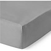 Amazon Basics Fitted Sheet for 140 cm Bed, Deluxe Extra Soft, 100% Cotton Sateen, 400 Thread Count, Height 30 cm, 140 x 200 c