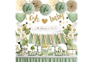 adaziau Dekoration für Babyparty, Jungen, Mädchen, Grün, Oh Baby, Buchstabe, Banner, Konfetti-Ballons, Entdeckung des Geschlechts, neutral