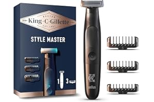 KING C. GILLETTE Gillette King C. Tondeuse Électrique Pour Homme, À Barbe Courte De 3 Jours, Avec Une Lame 4D Pour Définir Les Contours Et 3 Sabots Interchangeables Pour Un Rasage Flexible, Rasoir Étanche, Sans Fil