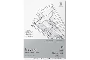Winsor & Newton - Bloc de papel de calco, 40 hojas, A3, 70 g, 100% libre de ácido, FSC, imprimible con grano fino para trazado preciso, papel para arquitectos