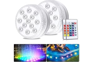 ALED LIGHT Luce Subacquea con Telecomando, 2 Pezzi 13 LEDS Sommergibili Luci, RGB Multi 16 Colore Cambia LED, IP68 Impermeabile, Luci illuminazione di Stagno per Vaso Base, Decorazione Acquario