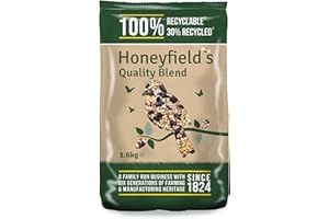 HONEYFIELD'S Wild Bird Food for Small Birds - Quality Wild Bird Seed Mix with Wheat and Black Sunflower Seeds, High in Energy, Protein, and Essential Vitamins, Bulk Bag (1.6kg) - Honeyfield’s