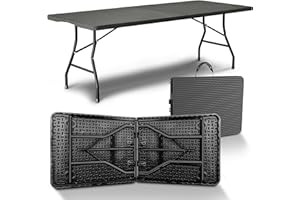 ‎NEWHABITAT NewHabitat Buffettisch klappbar – Gartentisch klappbar aus Polyrattan I Biertisch wetterfest & faltbar I Stabiler Klapptisch für Garten, Festivals, Camping & Outdoor-Events (Schwarz)
