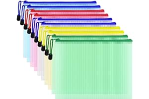 ‎COWORK-UP COWORK-UP 10 Stücke Dokumententasche A5, Kunststoff Datei Taschen mit Reißverschluss für Geldscheinen, Quittungen, Angelschein, Kosmetika und Reisezubehör