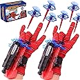 Spider Shooter Boys Girls Toy - 2 Pack Web Shooters for Kids Super Hero Toys with Spider Gloves Launcher Wrist Toys Sucking Disc Bullets for Boy Girl Age 3-14 Birthday Gifts With Gift Box Package