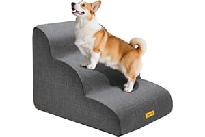 Gimars Wyjątkowo szerokie i wytrzymałe schody dla psów wykonane z wysokogęstej pianki 30D do wysokich łóżek, odpowiednie dla małych i średnich psów, antypoślizgowe schody dla zwierząt, lekka