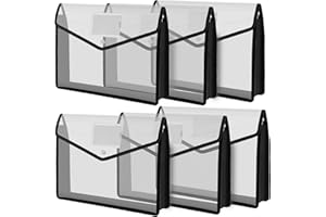 StarryTiger Wodoszczelna teczka na dokumenty A4, 6 sztuk, przezroczysta, A4, duża pojemność, z etykietą i zatrzaskiem, do biura, szkoły, domu, przenośna, wytrzymała