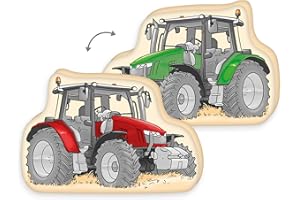 Herding Cuscino con Stampa di un Trattore, ca. 36 x 24 x 5 cm, Poliestere, Cuscino Sagomato