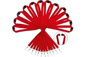 WEZEBEL Durable Polyester Breakaway Lanyard with Safety Clasp Available in Rainbow Mix & Solid Colors (12, Red)