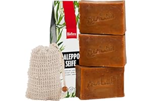 ‎NATURA GERMANIA Natura Germania® 3x je ca. 200 gr (ca. 600 gr) original Aleppo Seife Set 80% Olivenöl / 20% Lorbeeröl + Sisal Seifensäckchen | Bekannt aus dem Öffentlich-rechtlichen - Naturseife