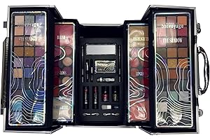 bonvoyage, 100-Piece Makeup Kit with Eyeshadows, Blush, Lipsticks, Lip Gloss, Mascara, Brow Gel, Manicure and Pedicure Set, Make up Brushes and More, Professional Colour
