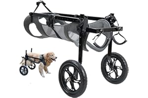 KAJILE Fauteuil Roulant Pliant et Réglable Pour Animaux de Compagnie,Poussettes pour Chiens de Taille Moyenne et Grande,Réhabilitation des Membres Postérieurs des Animaux de Compagnie,Gris,XXL