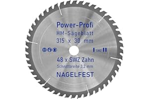 AZPROF HM-Sägeblatt 315 x 30 mm SWZ 48 x Zahn - nagelfest Super-Allrounder - Kreissägeblatt Wechselzahn HW WZ für Wippsäge Tischkreissäge Brennholzsäge Holz mit Betonbeschlag Brennholz Hartholz Holzplatten