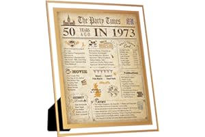 FALAMON Framed 1973 Birthday Poster UK, 50th Birthday Decorations for Women or Men Vintage Birthday Gifts 8x10 Inch Birthday Anniversary Card for Husband, Wife, Mom, Dad, Brother, Sister