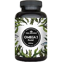 Omega 3 Fischöl Kapseln - 365 Kapseln im Jahresvorrat - Hochwertig: 1000mg Fischöl je Kapsel und den Omega 3 Fettsäuren…