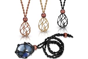 Shappy Halsketten Schnur Leerer Stein Halter Kristall Halsketten Halter Anhänger Quarz Rohstein Halskette Kordel Verstellbares Seil für Schmuckherstellung (35-50 mm/ 1,4-2 Zoll,35-50 mm/ 1,4-2 Zoll)