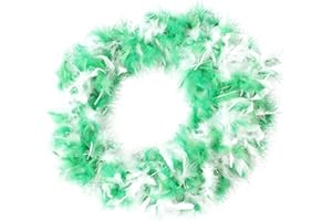 Bock op Kölle Feather Boa 180 cm with Glitter, 20s Costume, Gala, Theme Parties, Carnival, Craft Material (Green-White)