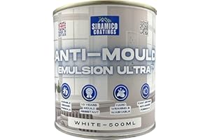 SIRAMICO COATINGS I Anti Mould Paint Ultra I 500ml I Brilliant White Matt Finish I 10 Year Anti Mould Protection Emulsion Paint For Bathrooms, Kitchens, Walls and Ceilings
