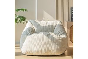 MAXYOYO Sillón Puff para Adultos, Sofá Puff de Pana con Relleno de Espuma Incluido, Sillón Reclinable con Asa para Sala de Estar, para Jugar, Leer y Relajarse