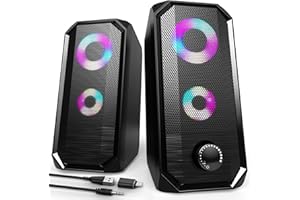Bazivve PC Lautsprecher, RGB Gaming Lautsprecher, USB-Betrieben Computer Soundbar Boxen für Monitor Laptop (Schwarz)