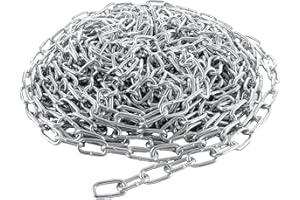 JMIATRY Chaîne en acier inoxydable 304 de 15 m de long, maillons de chaîne robustes de 4 mm, chaînes à maillons soudés en acier galvanisé pour portail de clôture, portes de garage, chaînes balançoires