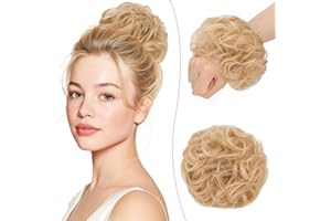 SEGO Pro Chignon Finto in Capelli Umani Chignon Finti Ondulato Capelli Naturale Coda di Cavallo Spessi Updo per Donne Ragazze (#18/613 Biondo Cenere/Biondo Chiarissimo,25g)