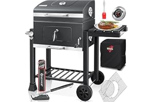 KESSER® Barbecue con Carrello XL Barbecue a carbonella con Coperchio, Ruote, Manico in Acciaio Inox, griglia e termometro a carbonella,Grande Barbecue a carbonella Barbecue da Campeggio