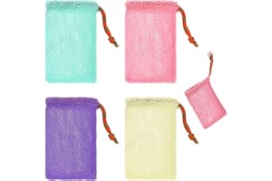 JJUNW Nylon Seifenbeutel, Buntes Seifensäckchen mit Kordelzug, 4 Stück Seifenbeutel für Feste Seife Seifennetz Seifensack zum Duschen Netz Tasche für Aufschäumen und Trocknen von Feste Seife (4Farben)