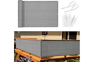 Sunnylaxx Pantalla para Balcón Protección de Privacidad HDPE,90×600cm Gris Pardo,con Ataduras de Cables Protección UV,Resistente al Viento y Transpirable,para balcón Exterior de jardín