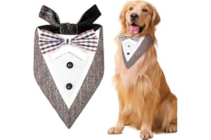 EUIOOVM Bandana Smoking pour Chien, Écharpes en Triangle Élégantes de Chien avec Noeud Papillon Réglables, Collier Bandana pour Chien pour Cadeau d'anniversaire de Chien, Bandana Formel pour Chien