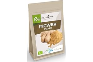 ‎MR. BROWN 1kg (2x500g) BIO Ingwerpulver (1kg), Ingwer, gemahlen, in Tees, asiatischen Gerichten uvm., fruchtig-scharf