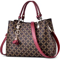 DIRRONA Borsa Tote Donna - Pelle PU Con Ciondolo, Borgogna - Foto 3