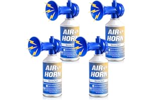 ENHON Large Air Horn 8.3 oz, Handheld Loud Air Horn Can for Safety, Marine Fog Horn Blow Horns Boat Accessories, Emergency Use for Sporting Events, Camping, Animals Alarm, Blue (4 Pcs)