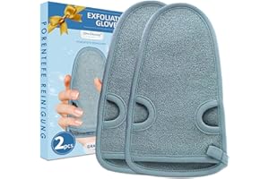 CHARMCHIC 2 Pièces Gant Exfoliant, Gants Gommage Corps Et Visage, Élimine Les Cellules Mortes, Mitaines Massage pour Douche pour Femme et Homme, Nettoie et Purifie La Peau, avec cordon de suspension, Gris