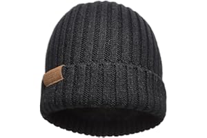 ineepor Beanie Hat Men Women Merino Wool Beanies Hat Unisex Wooly Winter Hat Double Layer Knit Cuffed Fleece Lined Skullies Caps Warm Soft Stretch Regular Big Head