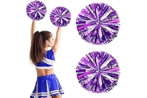 Zimoer 2 Pezzi Pom Poms Cheerleader, Metallico Cheerleading Pompons Pallina di Fiori, PON PON di Plastica per Cheerleader Set di PON PON da Ballo, per Sport Danza Allegria Pompon di Plastica