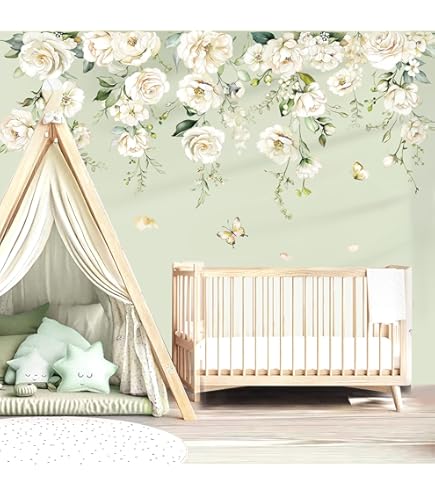 LANTRO JS Wandaufkleber »Familienblumen« – Pfingstrosen-Muster, Selbstklebend, Für Wohnzimmer & Schlafzimmer