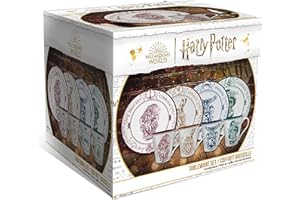 ABYSTYLE Harry Potter Hogwarts Houses zestaw porcelanowych talerzy i kubków premium