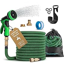 Gardebruk Tuinslang Flexibel 15m Drievoudig Latex Kern Massief Messing Adapter 1/2' 3/4' Inch Muurmontage Waterlang Oranje