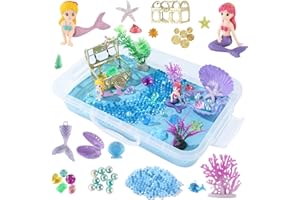 sikmcle Océanos Sensorik Box & Blue Moldeable Sensorik-Sand Set de arena de juego de detección del océano y caja de arena con tapa, juguetes de plástico de colores en forma de conchas, caracoles y