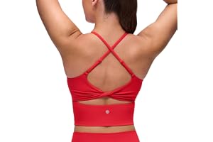 CRZ YOGA Butterluxe Twist Back Crop Linnen | Lätt stöd, Avtagbara inlägg, Yoga, Extremt mjuk, Utskuren korsrygg, Justerbara r
