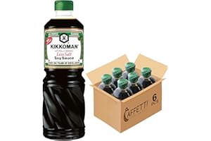 CAFFETTI 6 x Salsa di Soia da 975 ml, Soy Sauce Less Salt, a Basso Contenuto di Sale, Multipack Formato Convenienza - 6 pz x 975 ml