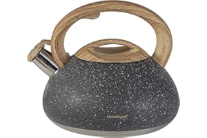 KLAUSBERG IWEKS Bollitore di alta qualità con fischietto da 2,7 l, realizzato in acciaio inox di alta qualità. Marmo grigio.