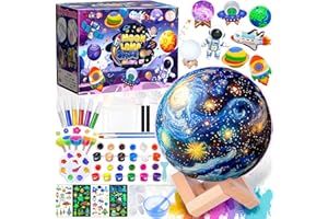 NLMWTI 2-IN-1 Bastelset Kinder Mond Lampe Malset, Basteln Mädchen und Jungen 6 7 8 9 10 11 Jahre, Mondlampe Spielzeug zum Bemalen, Geschenke für Kinder