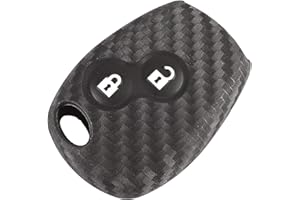 Berfea Car Key Fob Cover Compatible with Renault, Carbon Fiber Silicone Case Protection Pouch 2 Buttons Compatible with Renault Dacia Modus Laguna Megane Clio 3 Twingo Kangoo 2 Remote (2 Buttons)