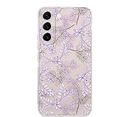 PrintiFy Samsung Galaxy S22 Kamera Korumalı Kapak Floral Lila Tasarımlı Şeffaf Kılıf