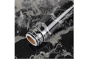 TJLMCORP 40x200CM Black Marble Wallpaper Sticky Back Plastic Peel and Stick Wallpaper Vinyl Wrap Worktop Vinyl Covering Lining Paper for Walls