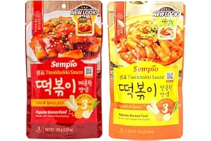 XIHAHA Sempio Topokki Sauce 150 g (lot de 2) – (sucré et doux, épicé et chaud et épicé)